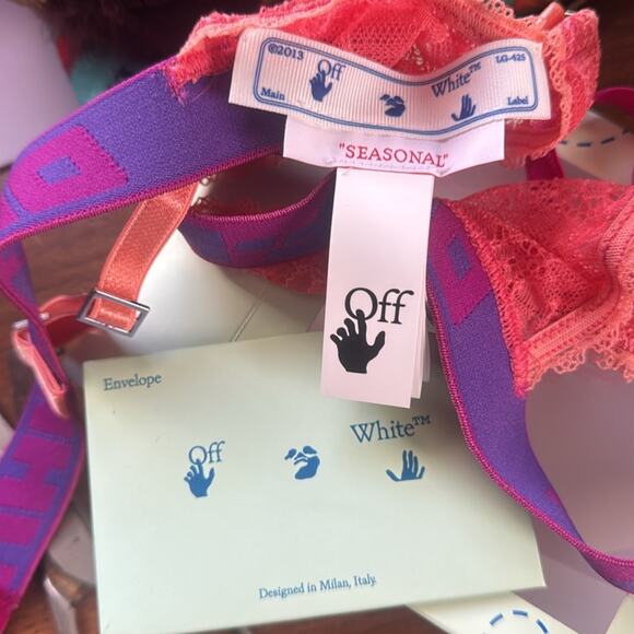 Off White Lace bra Salmon pink M - Picture 10 of 12